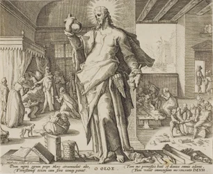Läkaren betraktad som Gud, tavla en från Allegories of the Medical Profession.