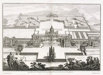 Castle Howard i Yorkshire, från "Vitruvius Britannicus", eller "The British Architect, containing the plans, elevations and sections of the regular buildings both publick and private, in Great Britain" av Colin Campbell