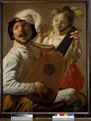 Duon En sångare som spelar lut med en dansare. Målning av Hendrick ter Brugghen (eller Terbrugghen