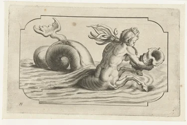 Sjöhäst med en manlig överkropp Nouveau Livre des Dieux et Deeßes De la Marine Bouckje of Sea Gods and Goddesses (serietitel)