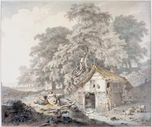 The Old Mill (bläck och penna och akvarell på papper)