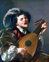 En man som spelar luta, 1624