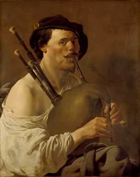 Porträtt av en man som spelar säckpipan, 1624