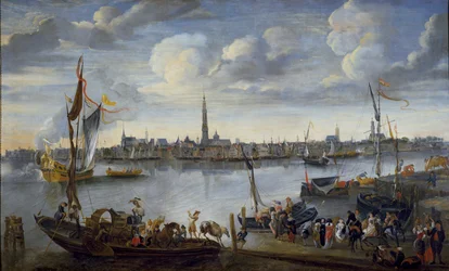 Utsikt över Antwerpens vägar från Västbanken, efter 1672