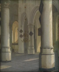 Interiör från en kyrka, ca 1655 (olja på pannå)