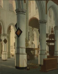 Interiör av Gamla kyrkan, Delft, 1660.