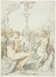 Allegori om konsten att teckna med konstnärens emblem, 1612 (bläck, krita och gouache på papper)