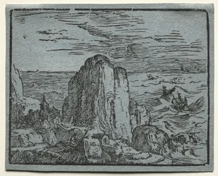 Från en uppsättning av 4 landskap: No.4- Cliff on the Seashore.