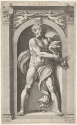 Pluto, a tergo skisser av en figur, fyra huvuden och en kolumn, 1592.