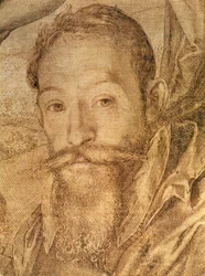 Självporträtt, detalj från Bacchus, Venus och Ceres, ca 1606 (penna och brunt bläck) (se 73740)