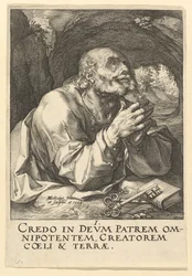 Sankt Petrus, från Kristus, apostlarna och Paulus med trosbekännelsen, 1589.