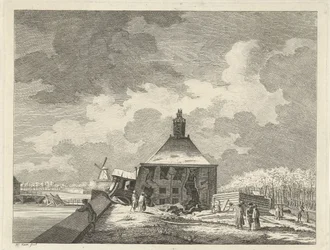 Sagging Muiderpoort, sett från skansen, 1769