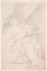 Lucretia trycker in dolken i hennes bröst
