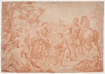 Romulus och Remus (Livy 1, 4). Studie efter Carlo Marattis maleri i Sanssouci, Potsdam (udf. 1692 för Niccolo Maria Pallavicini)