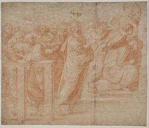 Studie efter Raphael: "Disputa" (vänster bildhalva)
