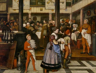 Frans Floris närvarar vid en bankett för Saint Luke-gillet