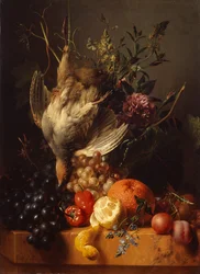 Stilleben med vilt och frukt (olja på duk)