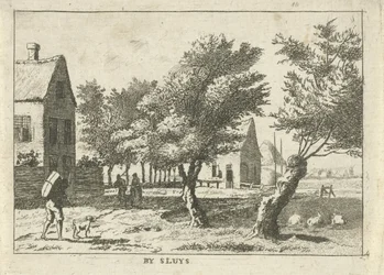 Resenär i en by Av Sluys (titel på objekt) Landskap i Schieland-regionen (serietitel)