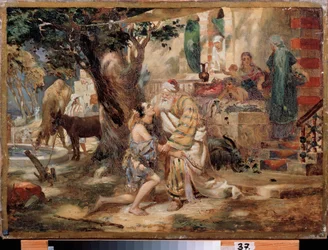 Den förlorade sonens återkomst. Målning av Henryk Siemiradzki (1843-1902), olja på duk. polsk konst
