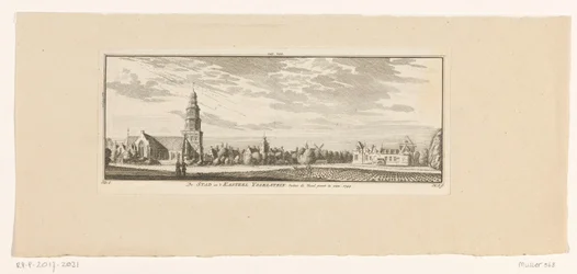 Utsikt över IJsselstein, 1774 Staden och slottet Ysselstein, sett utanför Yssel-porten. 1744 (titel på objekt)