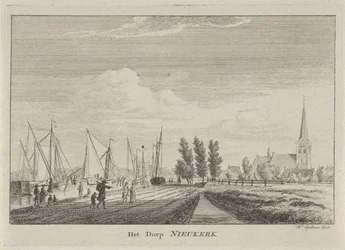 Utsikt över Nieuwerkerk aan den IJssel Byn Nieukerk (titel på objekt)