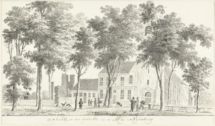 Kyrka och en del av ruinerna av klostret i Rijnsburg