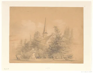 Kyrka mellan träd