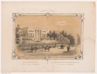 Utsikt över Bloemenheuvel lantgård Bloemenheuvel mellan Overveen och Bloemendaal (titel på objekt) Haarlem och omgivningar (serietitel på objekt)