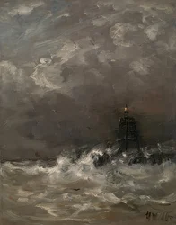 Fyr i brytande vågor. Omkring 1900-07