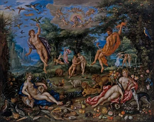 De fyra elementen, med scener från Genesis Beyond
