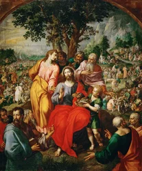 Miraklet med de fem bröden och två fiskarna (The Multiplication of the Loaves) - Miraklet med de fem bröden och två fiskarna, av Clerck, Hendrick, de (ca 1560-1630). Olja på duk, ca 1590. Storlek: 203x167 cm. Konsthistoriska museet, Wien