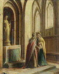 Två figurer i en kyrka