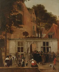 Utdelning av en examen vid universitetet i Leiden omkring 1650