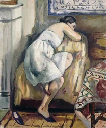 Jeanne sover i en stol; Jeanne sover i en fåtölj