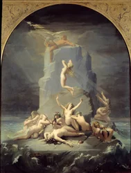 Okeanidernas förtvivlan vid foten av klippan som Prometheus är fjättrad vid (Karl Ernest (Ernst) Rudolf Heinrich Salem dit) (1814-1882), 1850, Gap, Musée des Hautes-Alpes