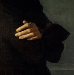 Porträtt av Franz Liszt (1811-1886), ungersk kompositör och pianist (1839). Detalj av händerna. Målning av Henri Lehmann (Karl Ernest (Ernst) Rudolf Heinrich Salem dit) (1814-1882). Paris, Musée Carnavalet.