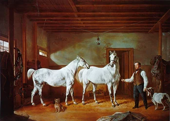 Stall av familjen Stuyvesant, ca 1854 (färg litho)