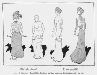 Puh, vad fylligt! Oh, How Graceful!, fransk tecknad film från Le Rire om det moderna skönhetsbegreppet (litho)