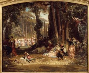 Vårfest i Toscana. Målning av Henri Baron (1816-1885)
