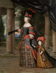 Maria Theresia av Spanien med sin son Dauphinen, Ludvig av Frankrike