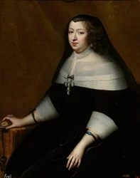 Porträtt av Anne av Österrike (Österrike) (1601-1666) - av Henri Beaubrun (1603-1677), ca 1659 - Olja på duk