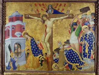St. Denis altartavla, färdigställd 1416 för Church of the Chartreuse of Champnol (olja på duk på panel)