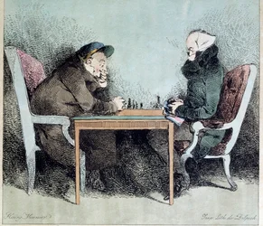 Schackspelares gravyr av Henry Monnier (1805-1877)