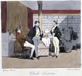 Advokatstudie - i "" Förr och idag"" av Henri Monnier, red. Delpech, Paris