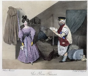 De goda föräldrarna - i "" Parisiska sketcher" av Henri Monnier, red. Delpech, Paris