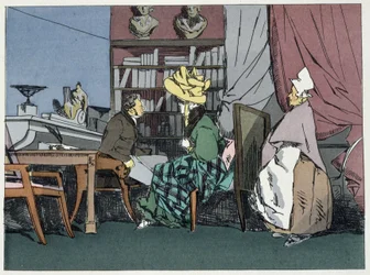 Herr avdelningschefen ger audiens - i "" Administrativ moral"" av Henri Monnier
