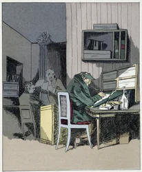 Kontorsanställd - i "" Administrativa seder"" av Henri Monnier