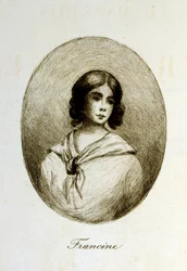 Illustration av Henri Boutet, för "Francines muff" (Le Manchon de Francine) av Louis-Henri Murger, även känd som Henri Murger; (1822-1861), fransk romanförfattare och poet.
