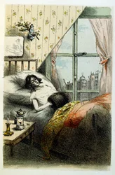 Illustration av Henri Boutet, för "Francines muff" (Le Manchon de Francine) av Louis-Henri Murger, även känd som Henri Murger; (1822-1861), fransk romanförfattare och poet.