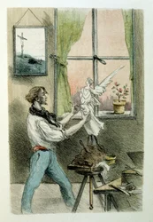 Illustration av Henri Boutet, för "Francines muff" (Le Manchon de Francine) av Louis-Henri Murger, även känd som Henri Murger; (1822-1861), fransk romanförfattare och poet.